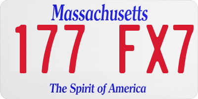 MA license plate 177FX7