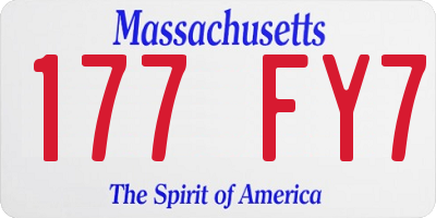 MA license plate 177FY7