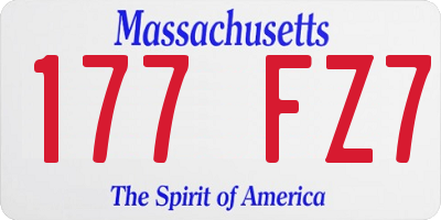 MA license plate 177FZ7