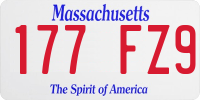 MA license plate 177FZ9