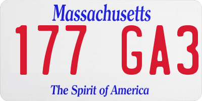 MA license plate 177GA3