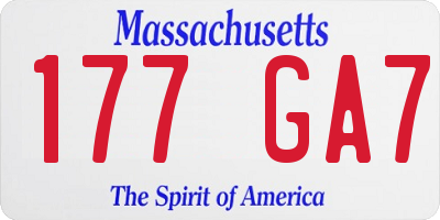MA license plate 177GA7