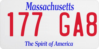 MA license plate 177GA8