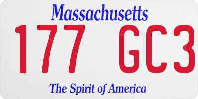 MA license plate 177GC3