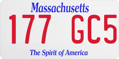 MA license plate 177GC5