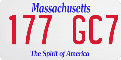MA license plate 177GC7