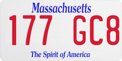 MA license plate 177GC8