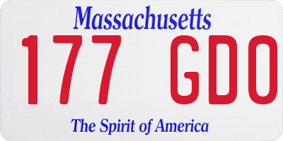 MA license plate 177GD0