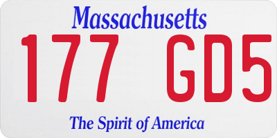 MA license plate 177GD5