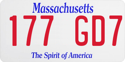 MA license plate 177GD7