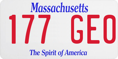 MA license plate 177GE0
