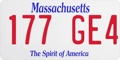 MA license plate 177GE4