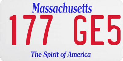 MA license plate 177GE5