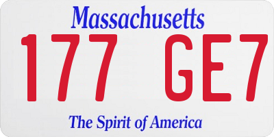 MA license plate 177GE7