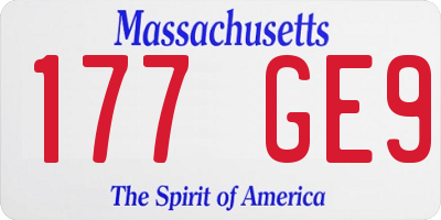 MA license plate 177GE9