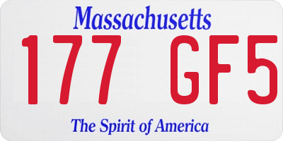 MA license plate 177GF5