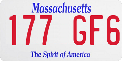 MA license plate 177GF6