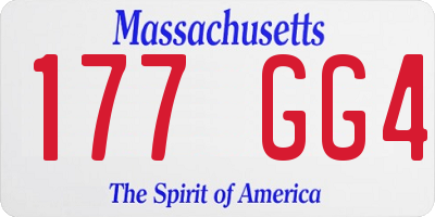 MA license plate 177GG4