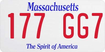 MA license plate 177GG7