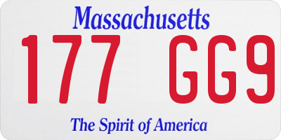 MA license plate 177GG9