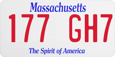 MA license plate 177GH7