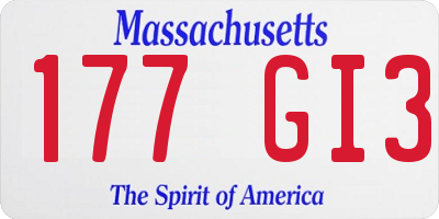 MA license plate 177GI3