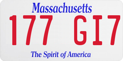 MA license plate 177GI7
