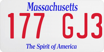 MA license plate 177GJ3