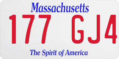 MA license plate 177GJ4