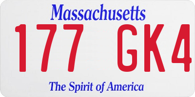 MA license plate 177GK4