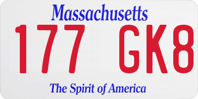 MA license plate 177GK8