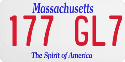 MA license plate 177GL7