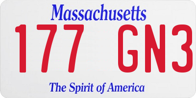 MA license plate 177GN3