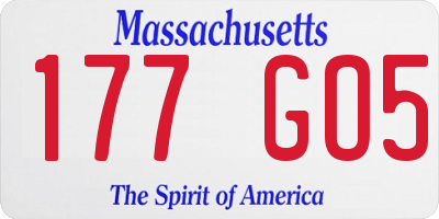 MA license plate 177GO5