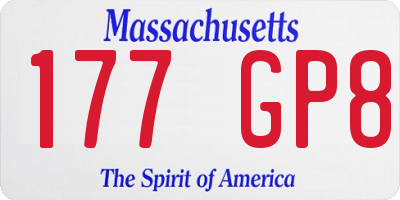 MA license plate 177GP8