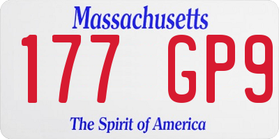 MA license plate 177GP9