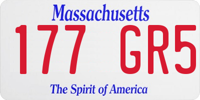 MA license plate 177GR5