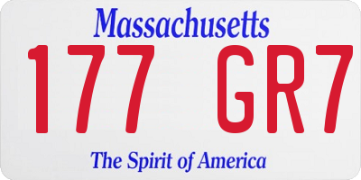 MA license plate 177GR7