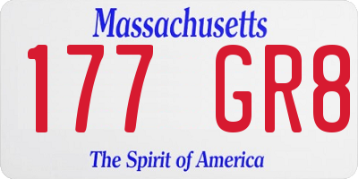 MA license plate 177GR8