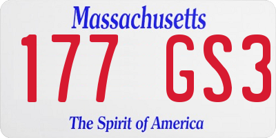 MA license plate 177GS3