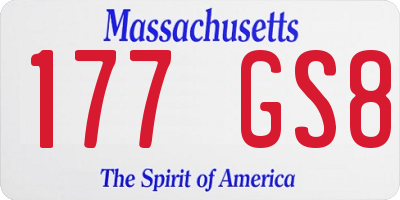 MA license plate 177GS8