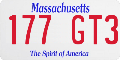 MA license plate 177GT3