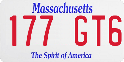 MA license plate 177GT6