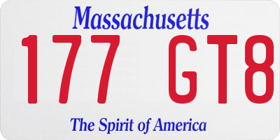 MA license plate 177GT8