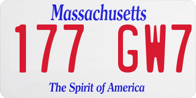 MA license plate 177GW7