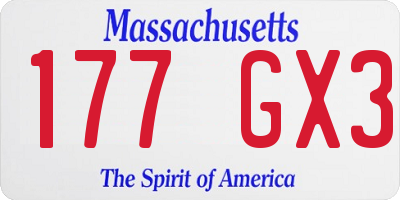MA license plate 177GX3
