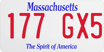 MA license plate 177GX5