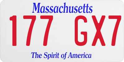 MA license plate 177GX7