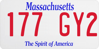 MA license plate 177GY2