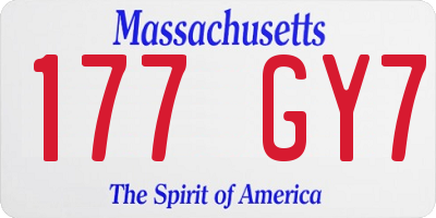 MA license plate 177GY7